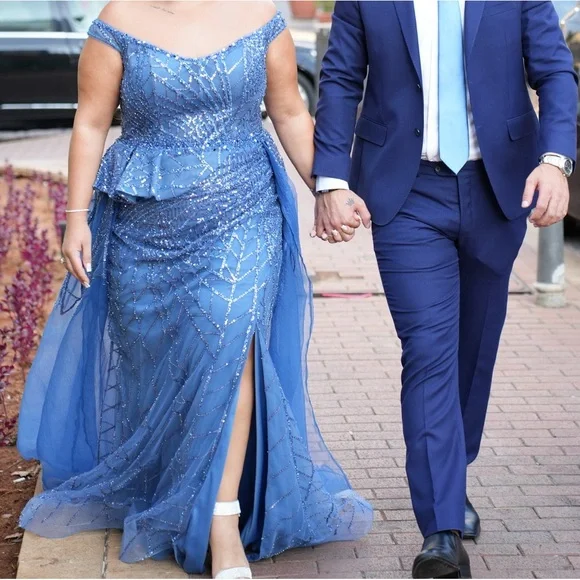 Andrea and Leo A1278 - Off Shoulder Overskirt Evening Dress - Picture 3 of 4